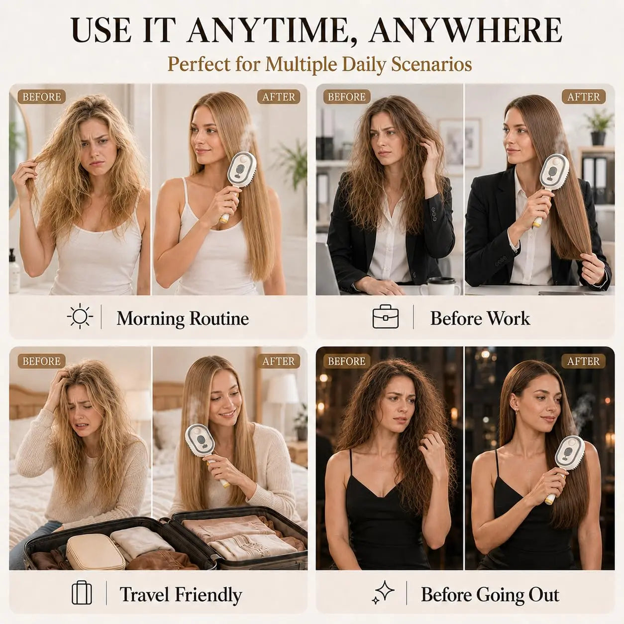 Electric Spray Hair Brush Misting Hair Brush with Water Spray Reduce Frizz Anti-Static Electric Spray Air Cushion Comb