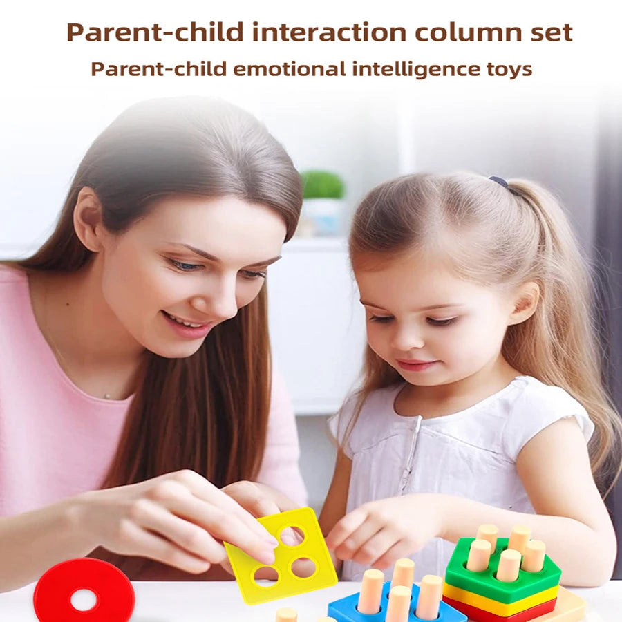 1set- Early education equipment geometric set columns, infant and child intelligence assembly building blocks boy/girl toys