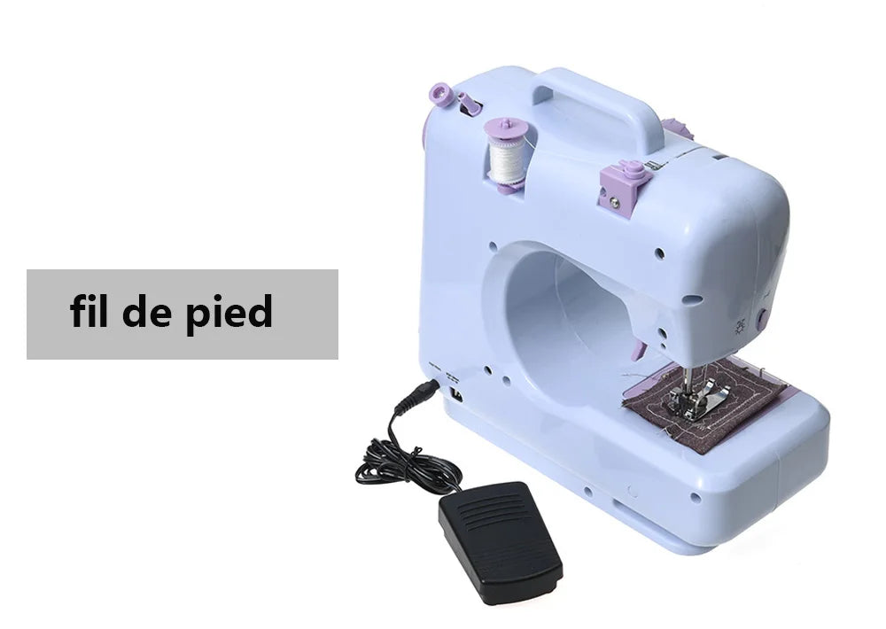 Inne Portable Sewing Machine Mini Electric Household Crafting Mending Overlock 12 Stitches with Presser Foot Pedal Beginners