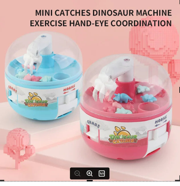 Kids Mini Gacha Machine Catching Dinosaur Machine Clamping Doll Parent Child Interactive Toy
