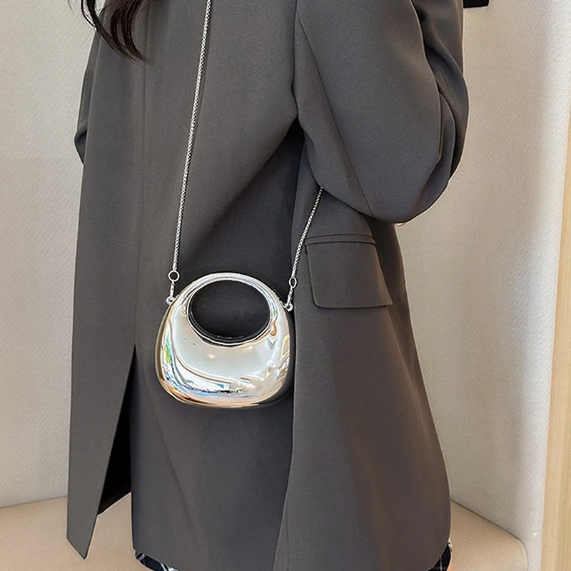 Z. Women's Chain Crossbody Bag Small Purse Acrylic Metallic Luster Half Moon Party Banquet Women's Bag Luxury Handbag