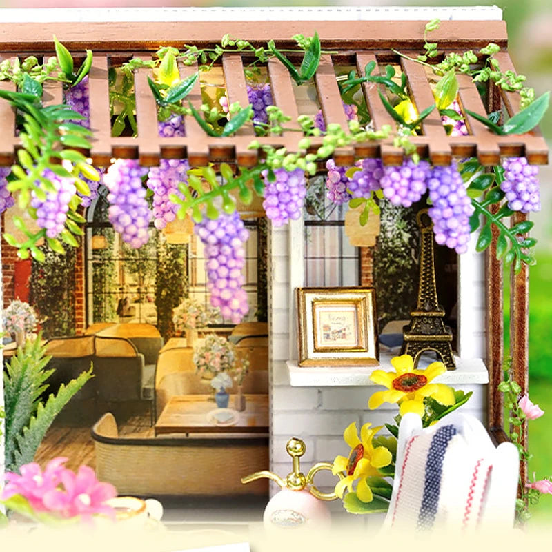 Wooden Miniature Doll House DIY Handmade Assembly Model Building Kit With Dust Cover 3D Puzzle Dollhouse Toys Birthday Gifts