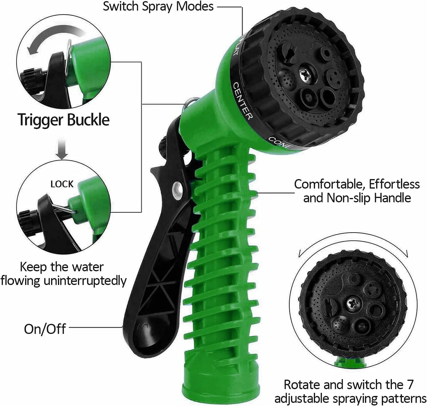 BRIEFNESS Retractable Garden Hose Heavy Duty 3X Flexible Anti Kink Water Pipe 7 Function Nozzle for Car Wash Garden Irrigation