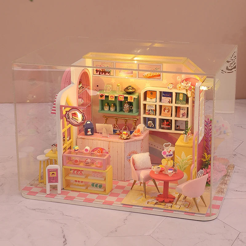 DIY Mini Dollhouse Wooden Small House 3D Puzzle Assemble Building Model Home Bedroom Decoration With Furniture Doll House Gifts