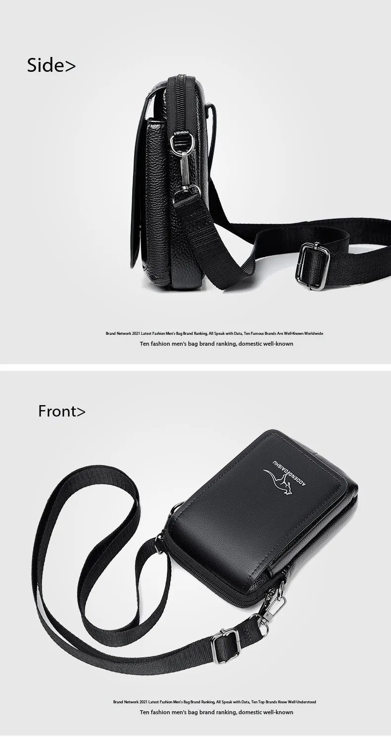Leather Fashion Phone Pouch Belt Bag Shoulder Crossbody Waist Pack Vintage Outdoor Multi-function Mens Leisure Hanging Waist Bag