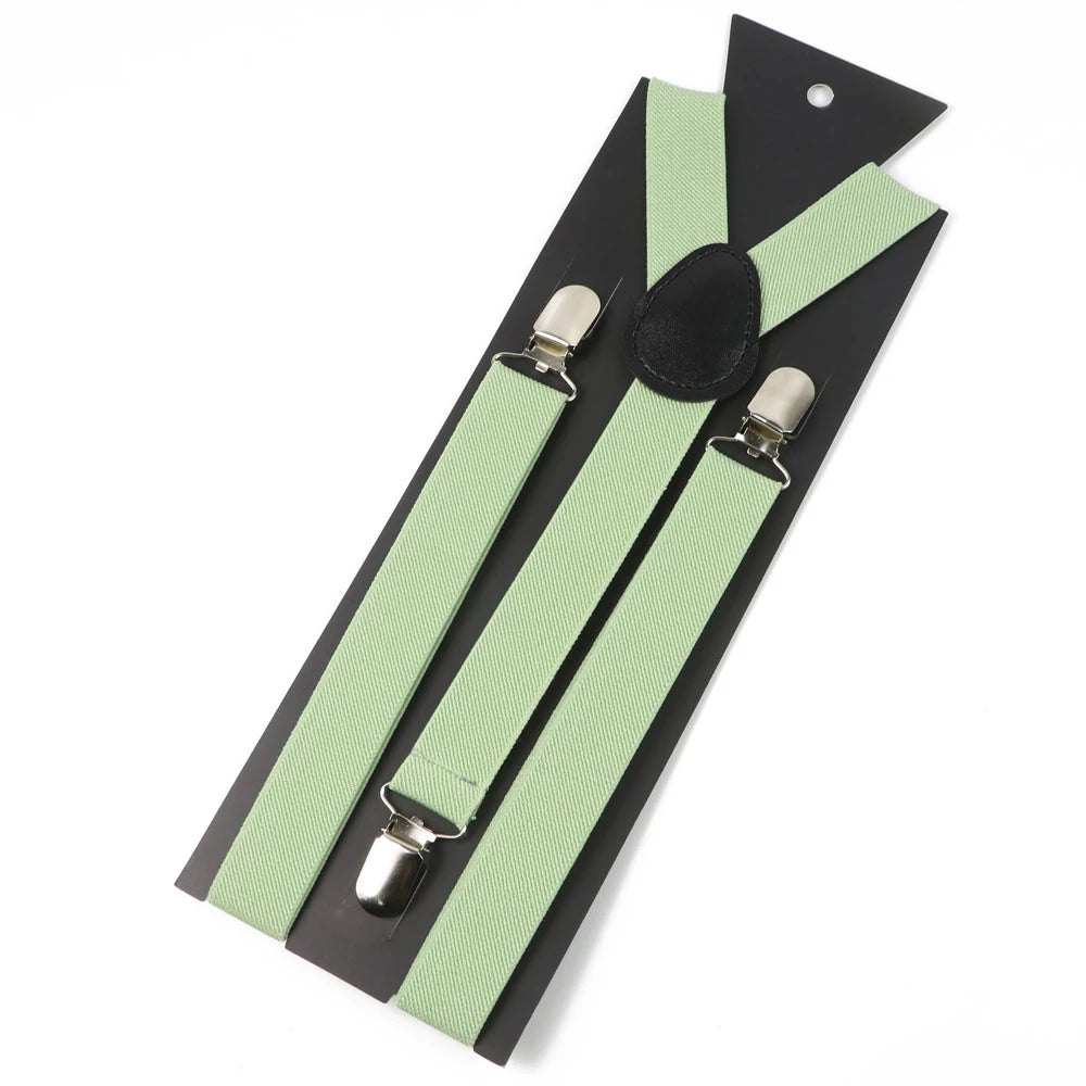Hot Sale Solid Color Elastic Leather Suspender For Men Women Black Red Sage Green Adjustable Pants Shirt Girl Skirt Accessories
