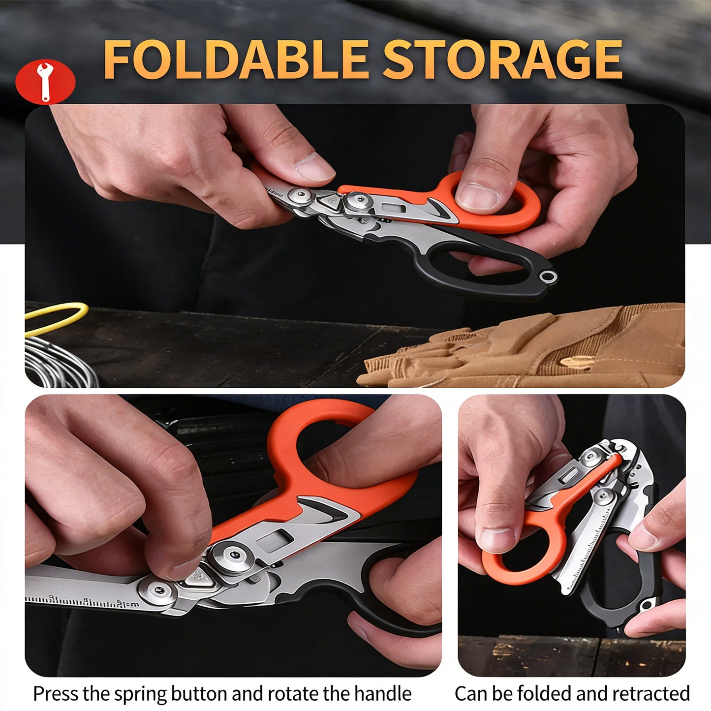 Multifunctional Emergency Response Shears - With Strap Cutter & Glass Breaker For Outdoor Rescue