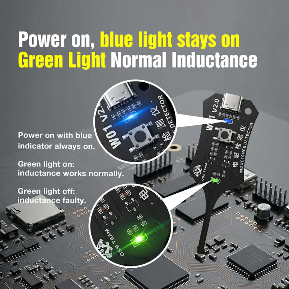 Type-C Inductance Tester Electromagnetic Non-Contact Fault Detection for Phones PCB Motherboard Repair Diagnostics Tool