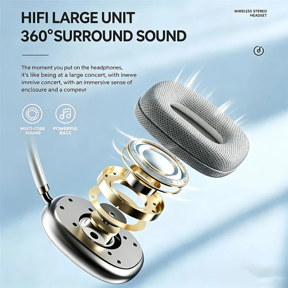 KEBIDUMEI Bluetooth 5.3 Headphones with Color Screen ANC HIFI Stereo Wireless Headsets FM Radio 3.5mm AUX Over Ear Earphones