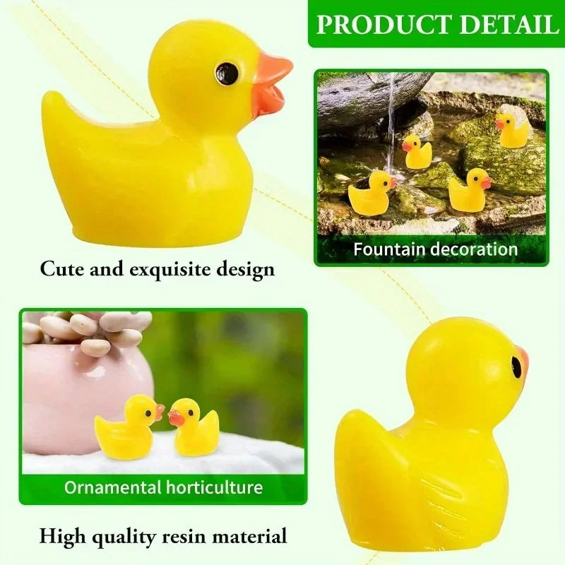 200pcs Mini Resin Ducks Yellow Tiny Ducks Mini Ducks Bulk Little Duck Figures Garden Crafts Tiny Duck Landscape Plants Fairy