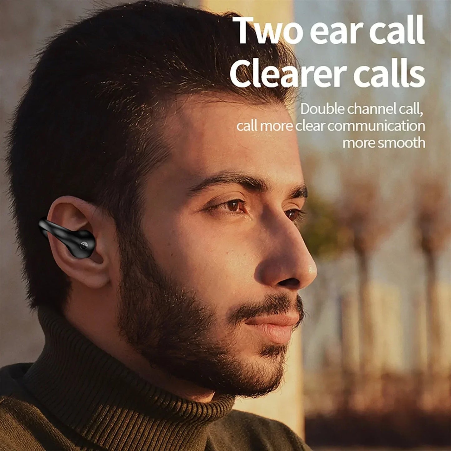New Wireless Headphones Bluetooth 5.3 Bone Conduction Earphones Earclip Design Touch Control Led Earbuds Sports Headsets
