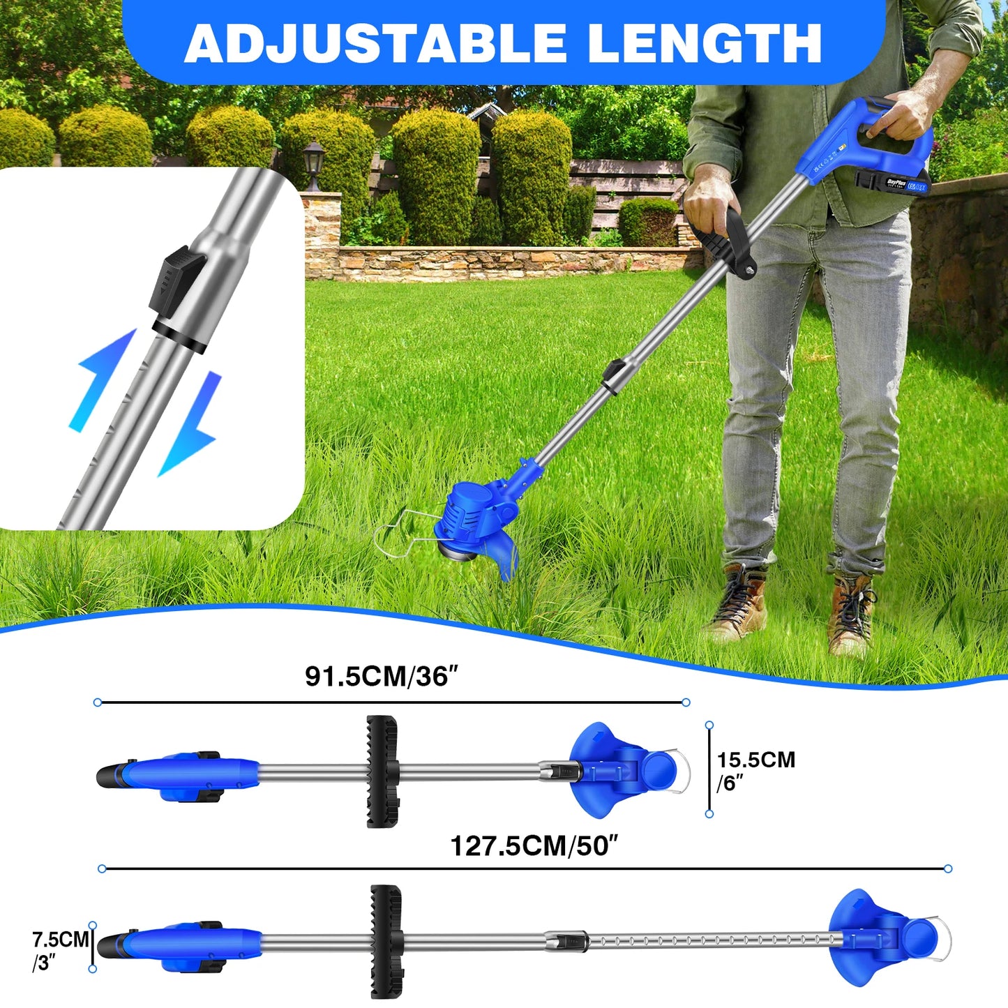 21V Cordless Weed Wacker,Battery Powered Weed Wacker 3 in 1 Rechargeable Weed Wacker Electric for Lawn Garden Yard,Blue