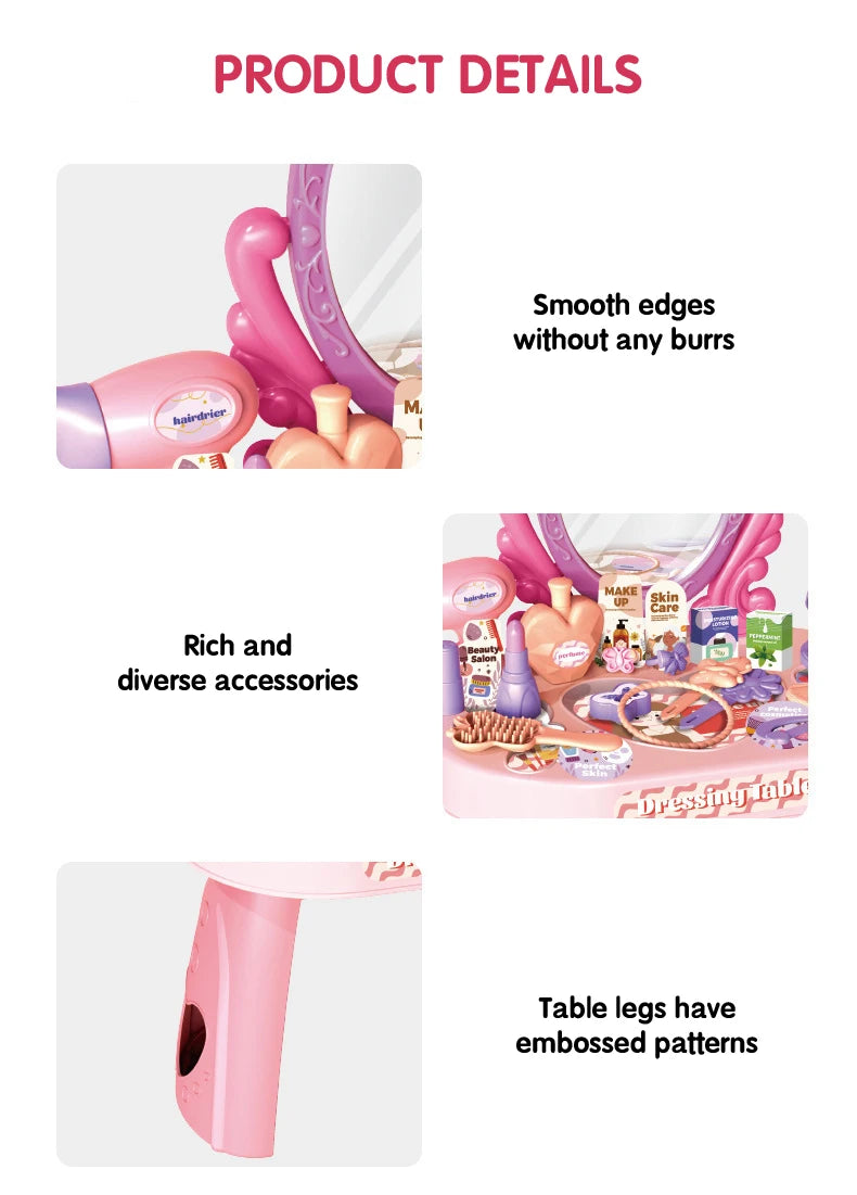 30pcs Kids Dressing Table Toy Girl Simulation Home Makeup and Makeup Jewelry Box Pretend Play Toys for Children Birthday Gift