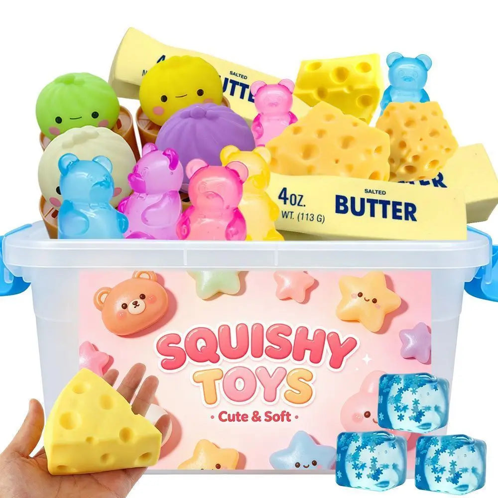 *Multi Slow-Rising Squishy, Random Includes: Cheese Squeeze Toys, Steamed Buns And Dumplings,Long Butter Bread,Bear Squishy Toys