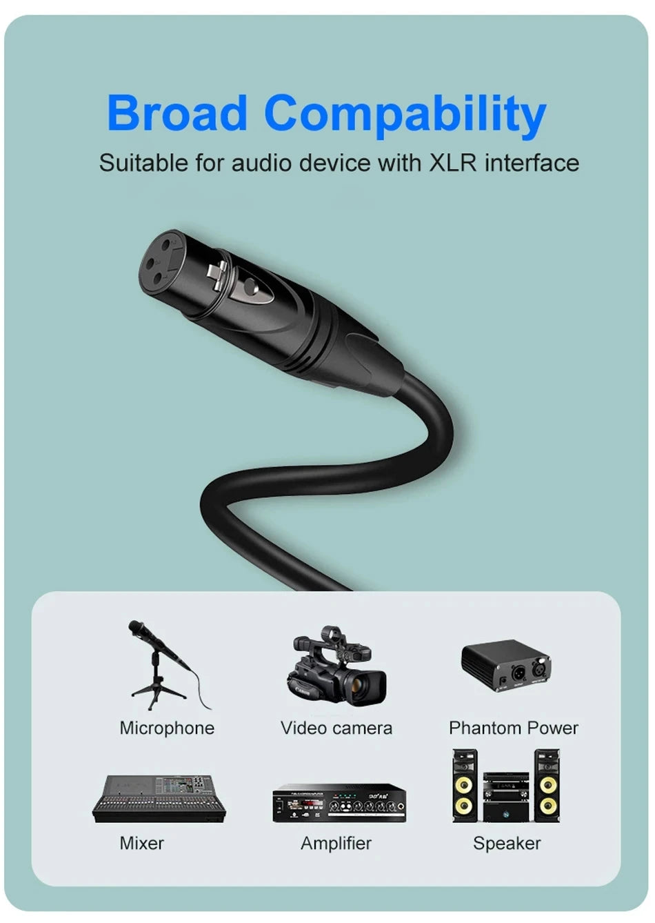 3Pin XLR Cable Male to Female Sound Cannon Microphone Cable for Mixer Amplifier Balanced Analog Audio Cord XLR Extension Cable