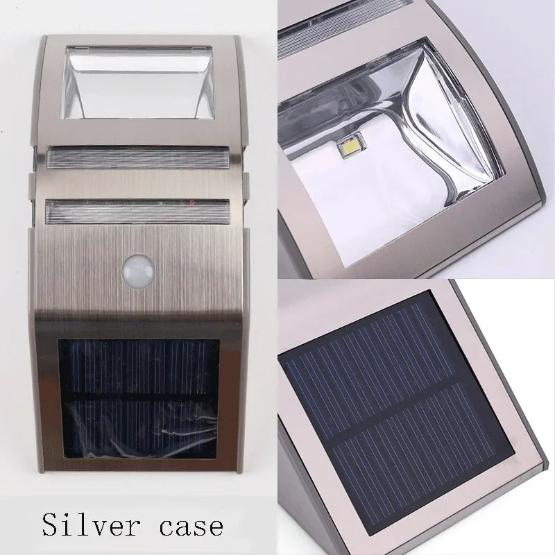 Garden Villa Solar Wall Light PIR Human Body Induction Stainless Steel LED Outdoor Waterproof Landscape Lighting  Clearance