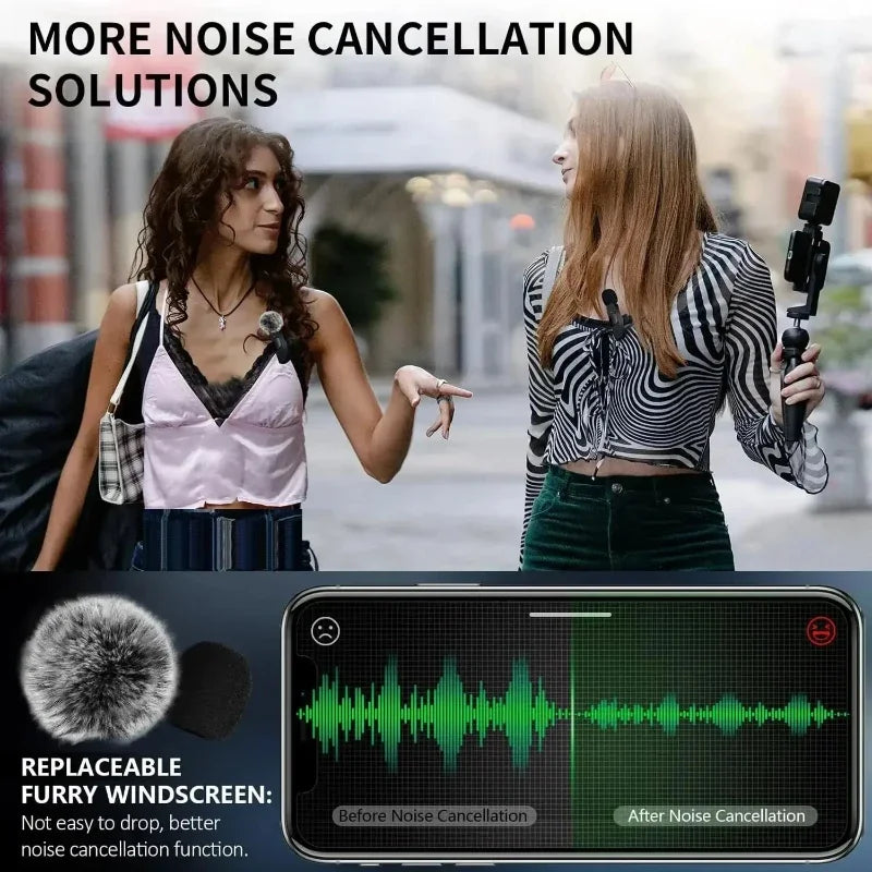 Lenovo Pink Wireless Lavalier Microphone for iPhone Android PC Live Gaming Phone Portable Audio Video Recording Vlog Microphone