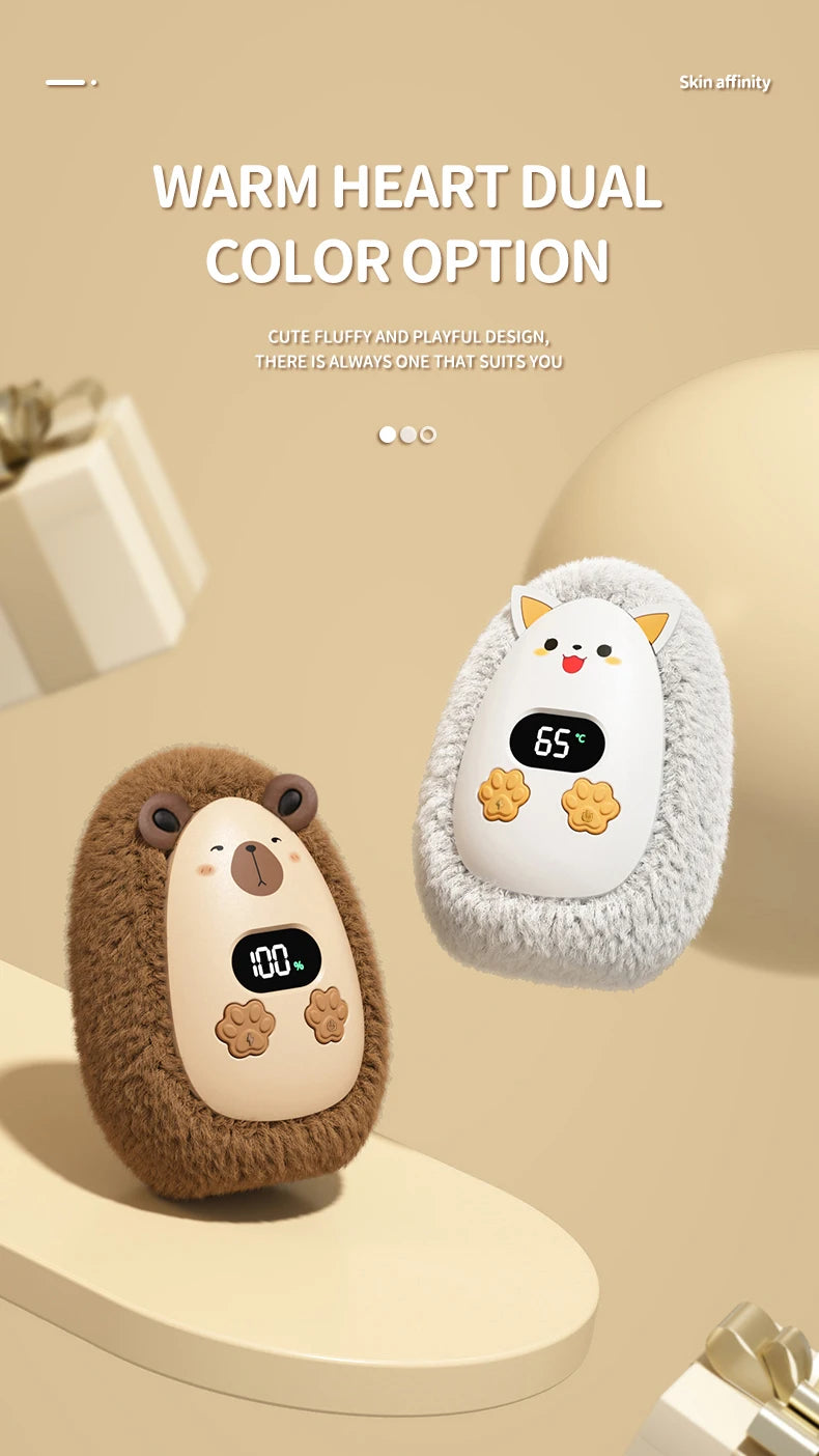 Plush Hand Warmer Winter Mini Portable Three-speed Adjustment Battery Life Long-lasting Smart Temperature Control Hand Warmer