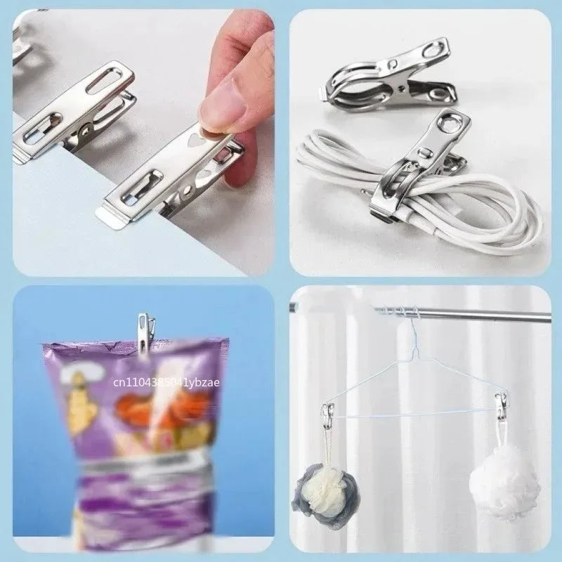 Stainless Steel Clothes Pegs Windproof Metal Clamps Metal Laundry Clothes Clips Multifunction Clothespins with Strong Clamp