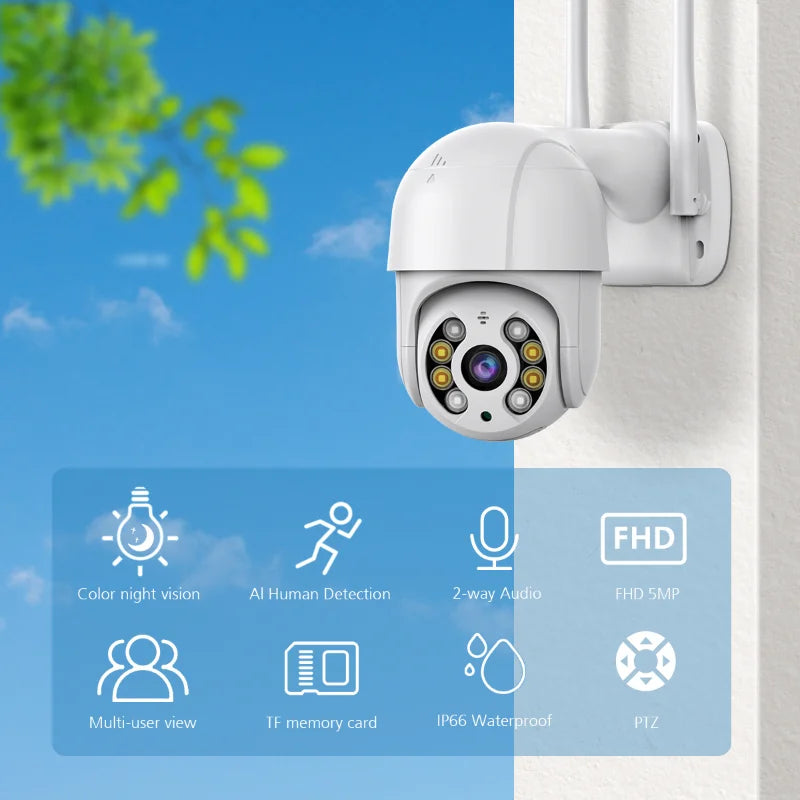 4K 8MP Wireless IP Camera Outdoor Security Wifi PTZ Camera 4MP HD Auto Tracking Video Surveillance CCTV Camera P2P iCsee APP