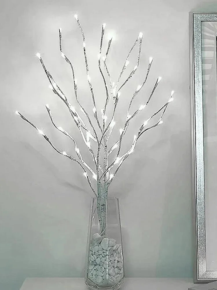 1 PC White Birch Branch Lights Battery Operated 20 LED Fairy Lights Willow Branches for Home Bedroom Inside Outdoor Decoration