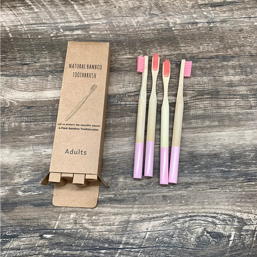 Bamboo Toothbrush,10Pcs Biodegradable Toothbrush with Medium Hard Bristles,Rounded and Comfortable Handle Toothbrush