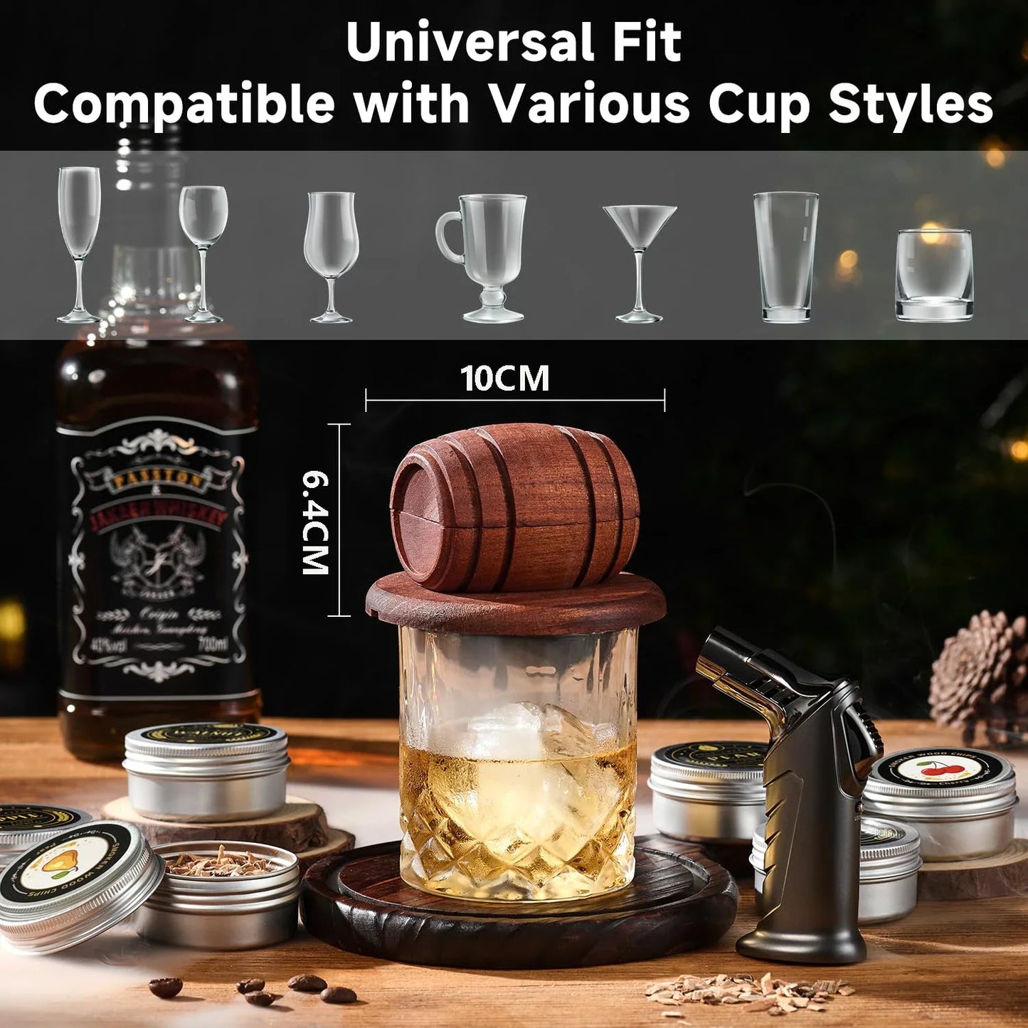 Cocktail Smoker Kit 6 Flavors Wood Chips Wooden Smoked Hood Drink Infuser Old Fashioned Bourbon Whiskey Bar Tools For Home Bar