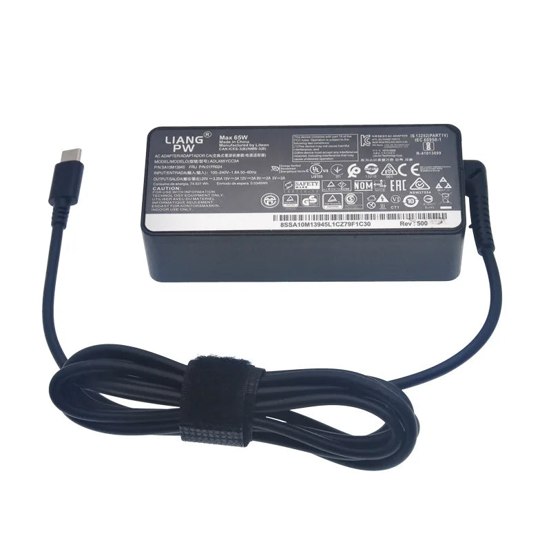 20V 3.25A 65W USB Type-C AC Laptop Power Adapter Charger For Lenovo Thinkpad X1 Carbon Yoga X270 X280 T580 P51 P52s E480 E470 S2