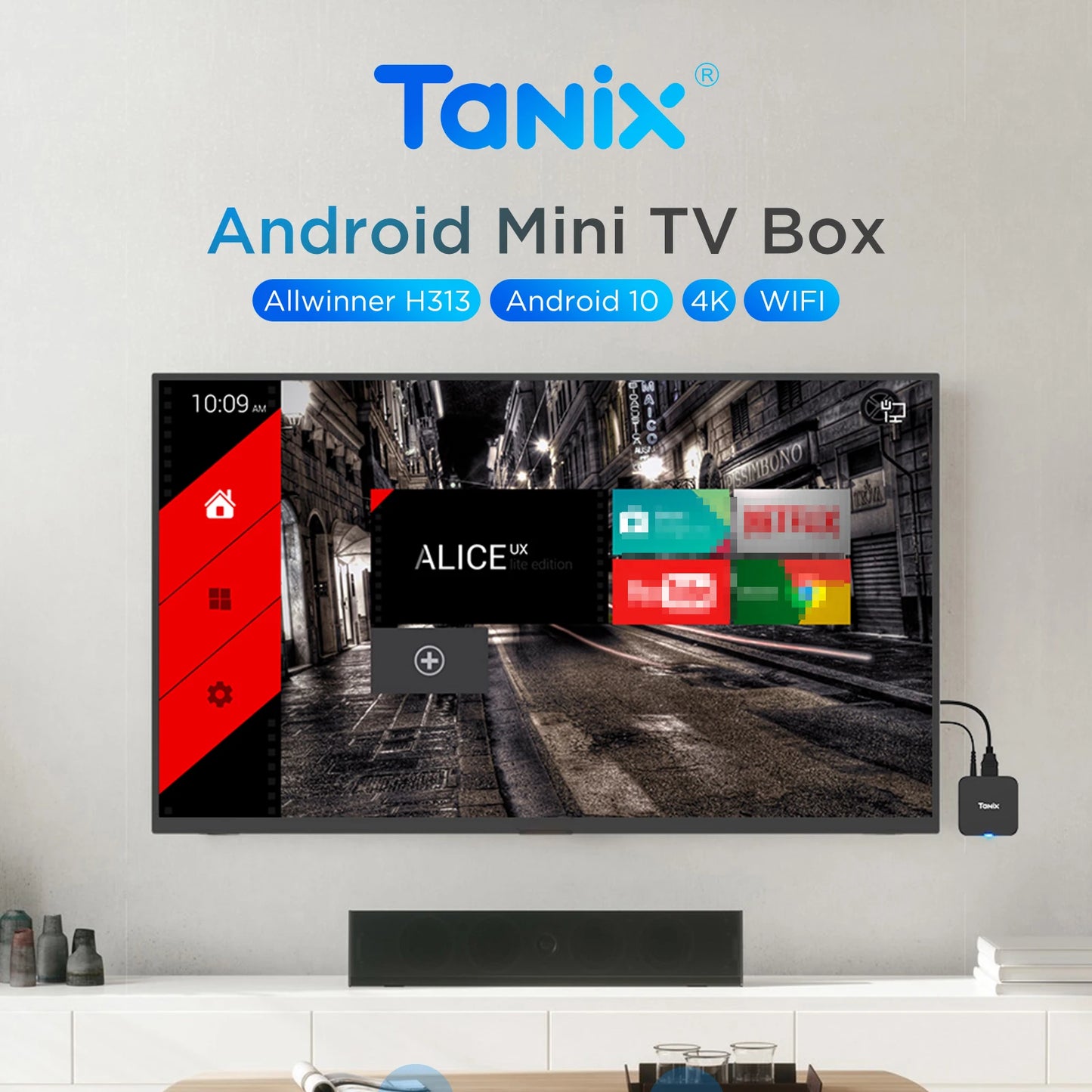 Tanix TX1 Android TV Box Allwinner H313 2.4G Wifi Mini Smart TV Stick Power by DC 5V 2A