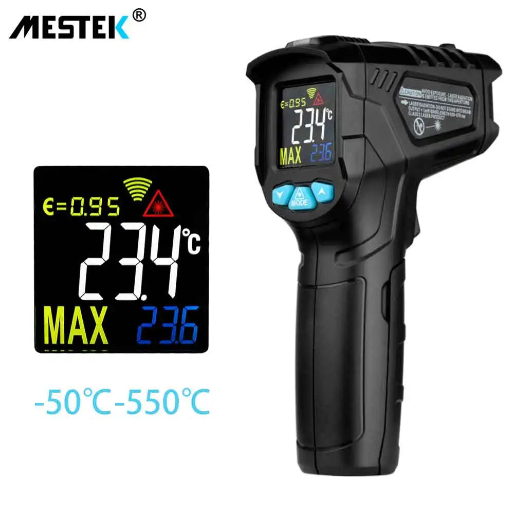 Digital Infrared Thermometer Non-contact Pyrometer Laser Temperature Meter Imager Hygrometer IR Termometro Color LCD Light Alarm