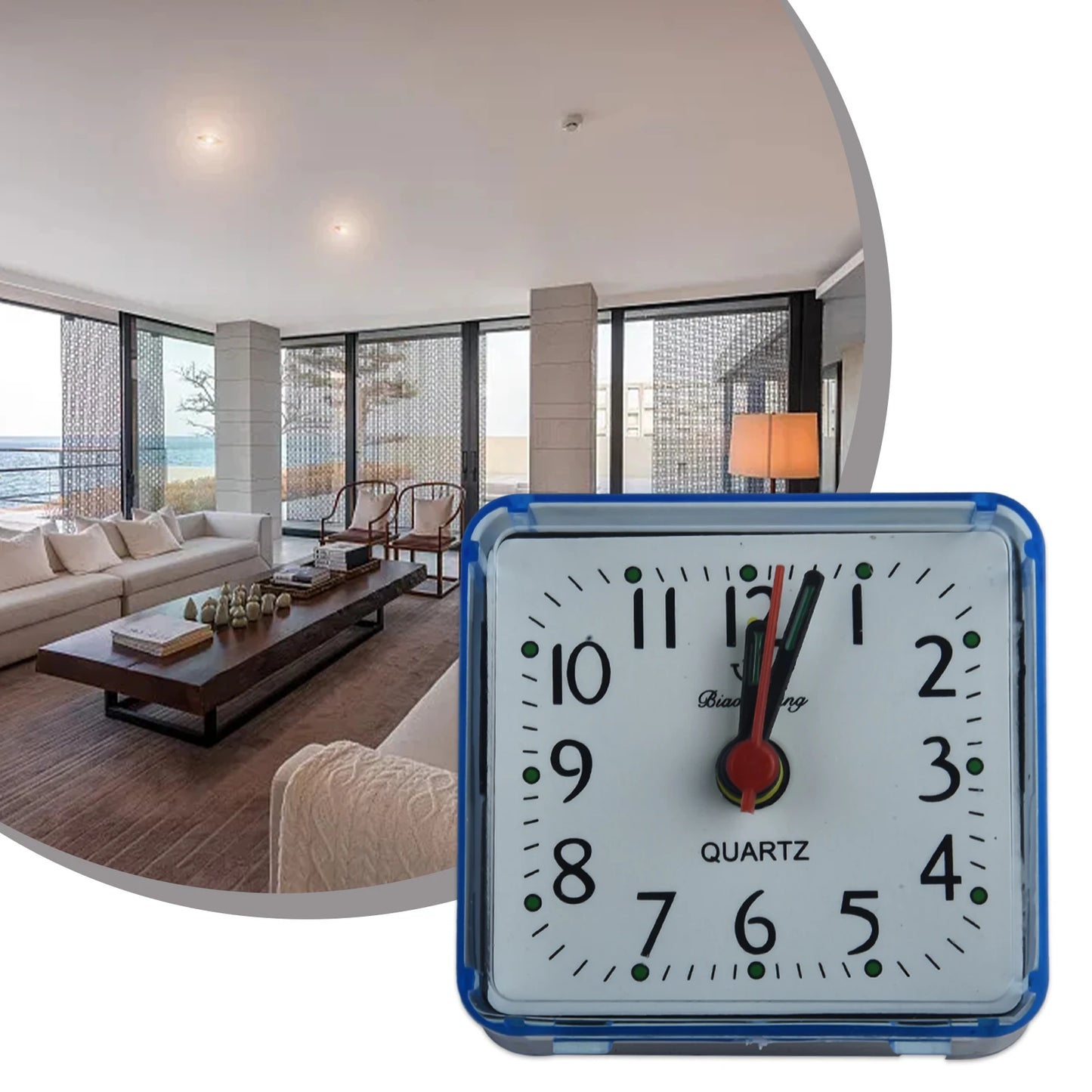 Small Battery Operated Quartz Alarm Clock with Beeping Sound for Bedside Use Featuring Clear Numbers and Reliable Performance
