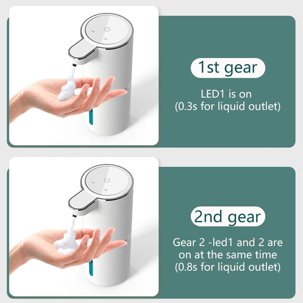 Automatic Touchless Foaming Soap Dispenser 380ml 4 Level Adjustable USB Rechargeable Electric Wall Mounted for Bathroom Kitchen