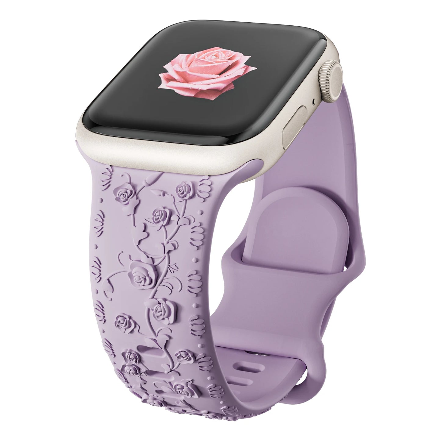 For Apple Watch Band 42mm 41mm 40 45mm 49mm 44mm Floral Engraved bracelet correa for iwatch series11 10 9 7 SE 6 8 Ultra 2 Strap