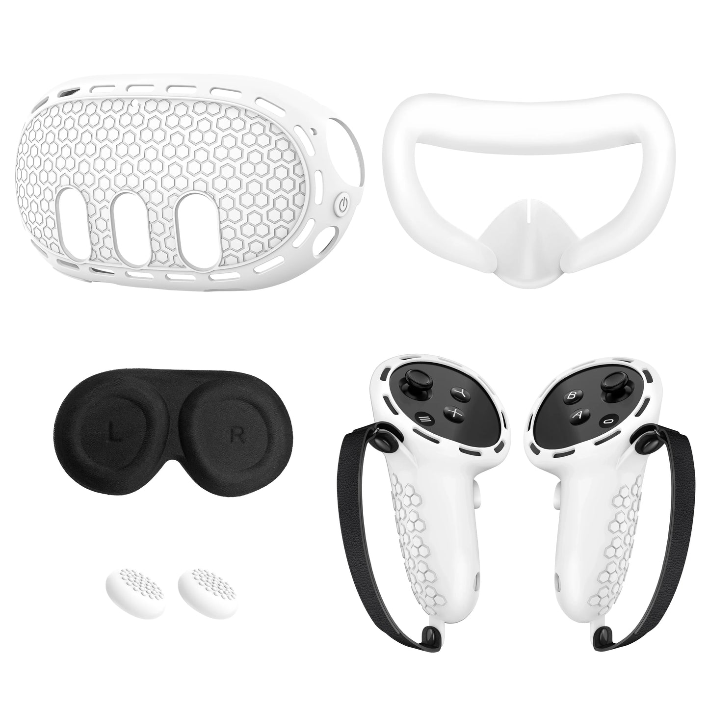 VR Accessories for Meta Quest 3, 4 in 1 Silicone Protective Case Set for Quest 3,Controller Grip Cover,VR Shell Cover,Face Cover