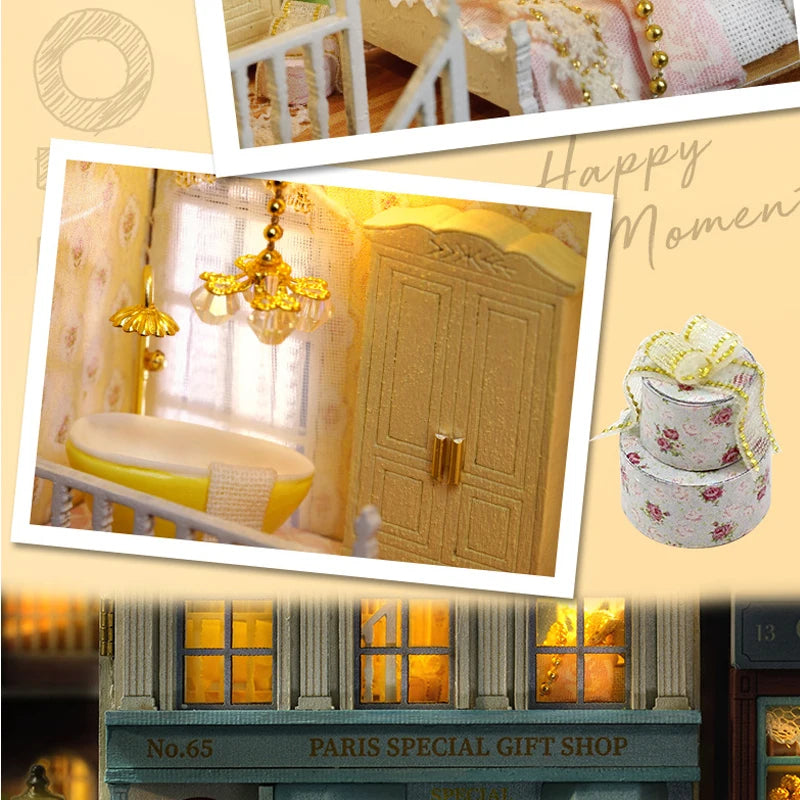 DIY Wooden Doll Houses Mini Assembly Handmade Small House Creative Scene Decoration DollHouse For Toys Birthday Gifts