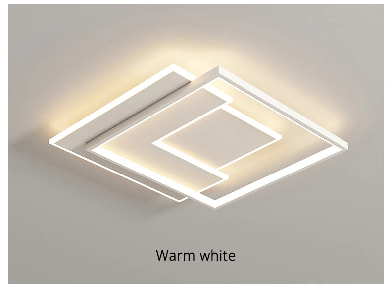 Modern Nordic Led Ceiling Light Square Minimalist Lamps for Kitchen Living Dining  Room Art Home Decoration Chandelier
