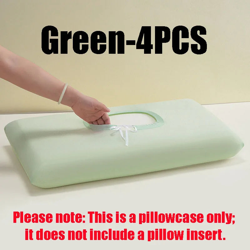 Summer Ice Silk Cooling Pillow Case, Open Style Elastic Edge Cover, Breathable Cool Feel Soft Pillow Protector for Better Sleep