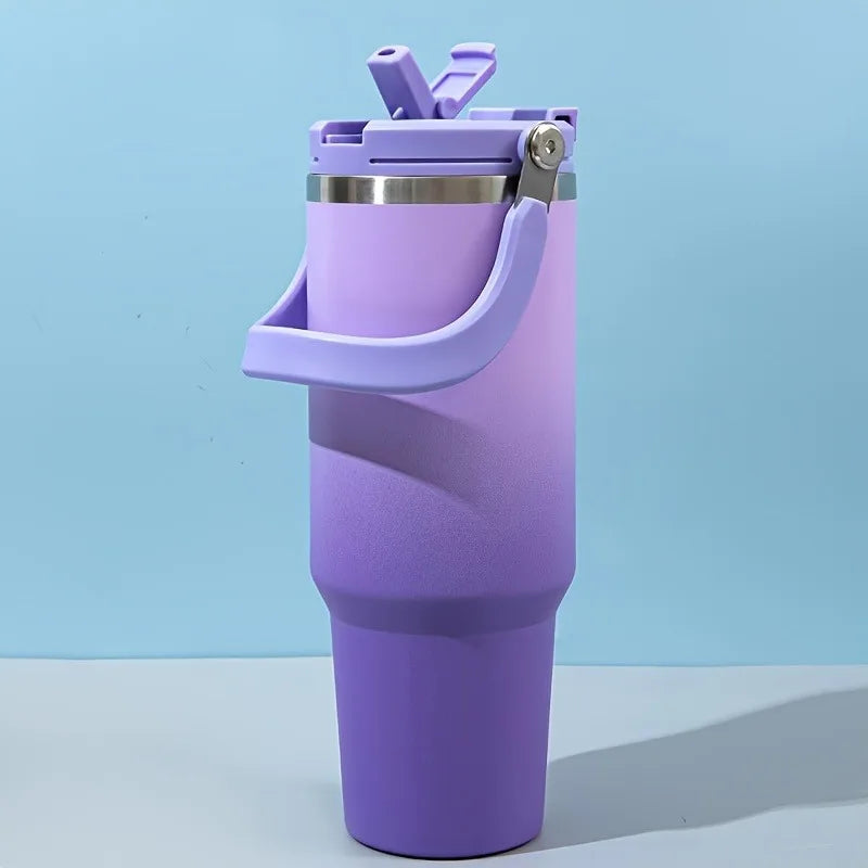 890ML Stainless Steel Thermos Cup with Straw  Keep Cold and Hot Car Coffee Cup Portable Vacuum Flask Travel Thermos Water Bottle