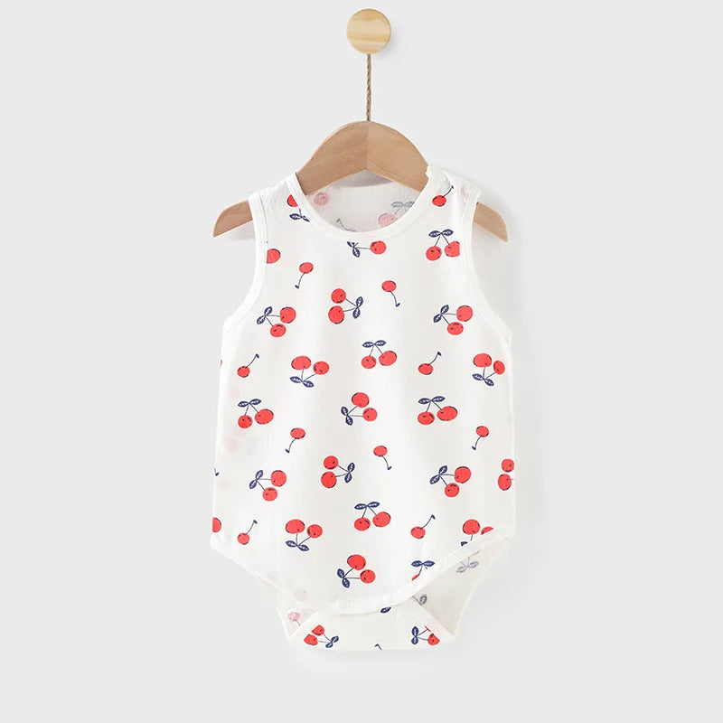 Baby Summer Pure Cotton Sleeveless Triangle Fart Clothes Newborn Thin Breathable Romper Newborn Crawling Clothes Jumpsuit