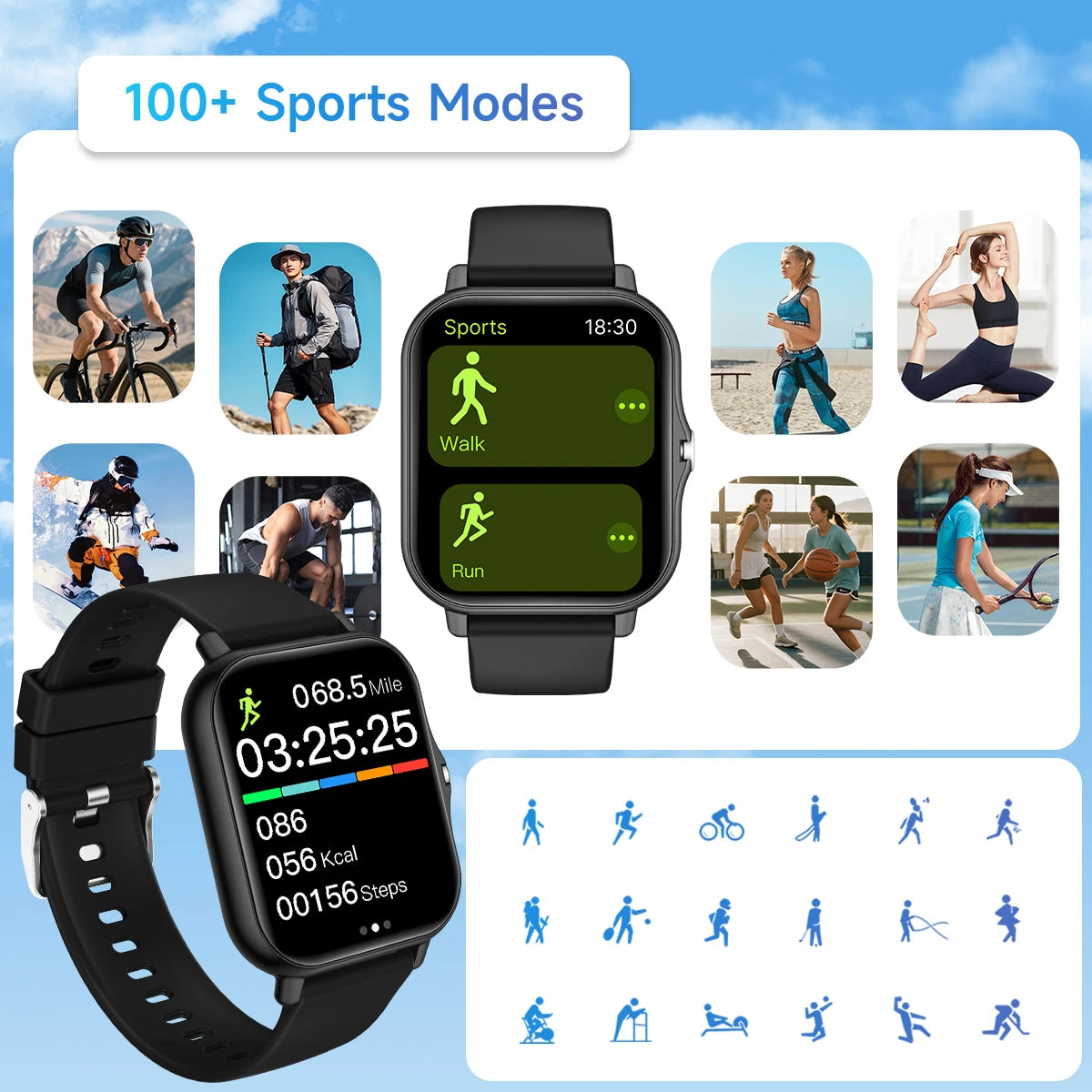 New Smartwatch 1.83-inch Touch Screen Voice Assistant Camera Control Bluetooth Call for Android/IOS Sports Watch Men Women 2026