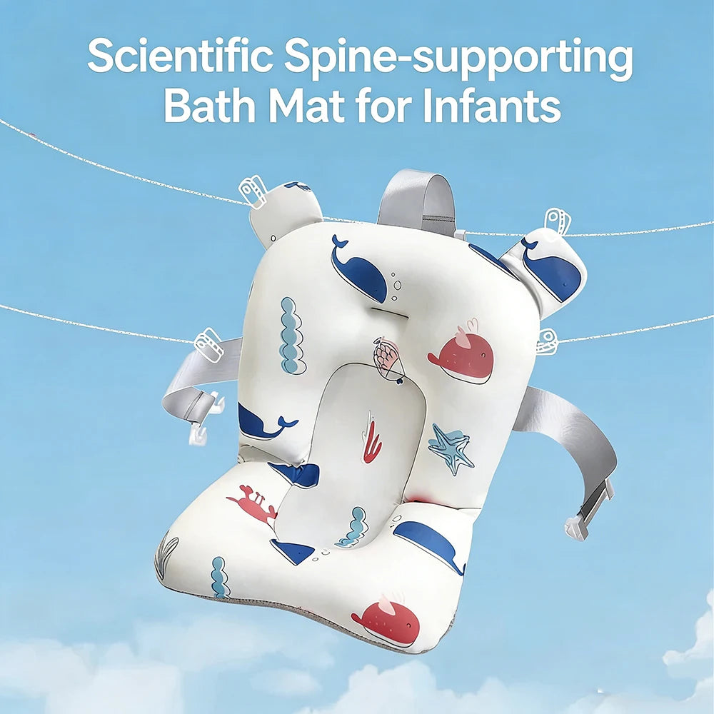 Baby Bath Seat Support Mat  Infant Anti-Slip Soft Comfort Body Cushion Foldable Baby Bath Tub Pad Chair Newborn Bathtub Pillow