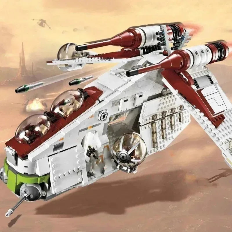 Hot Toys Star 1228pcs Plan Republic Dropship Gunship Building Blocks Bricks WARS 75021 Toys for Children Birthday Gift
