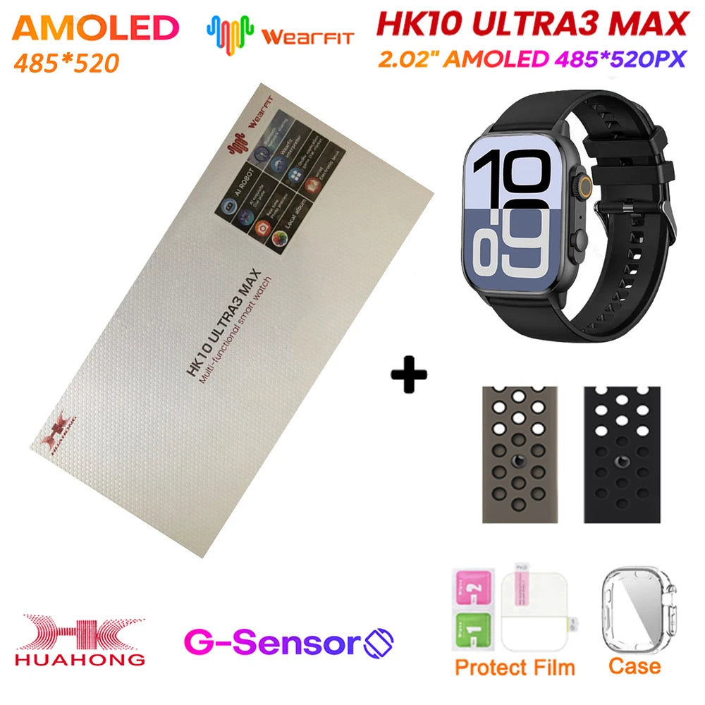 Original HK10 Ultra 3 MAX SmartWatch 2025 For Man Women 49mm HD AMOLED 4GB ROM AI ROBOT NFC GPS Smart Band Watch For IOS Android