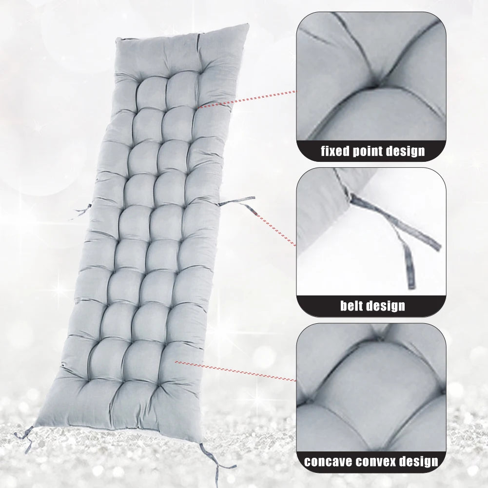 10CM Thick Premium Outdoor Sun Lounger Cushion Pad ,UV Resistant Non-Slip Polyester Fabric with Hip Support Design, Grey