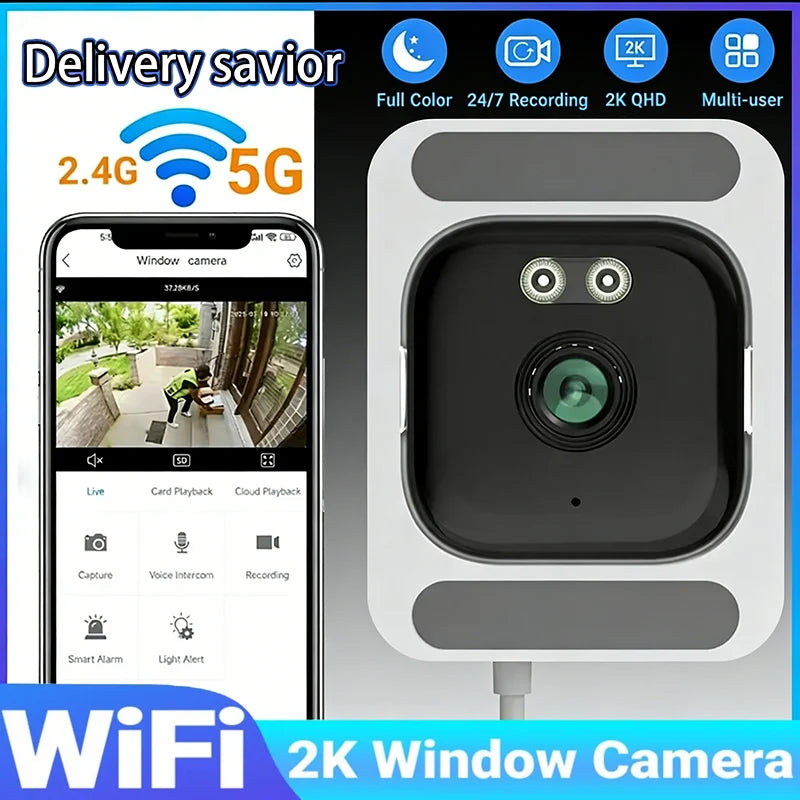 3MP Resolution Window Mini Camera Full-Color Night Vision ThroughWindow Camera Replaces Outdoor Cameras 2.4/5GHz WiFi Camera