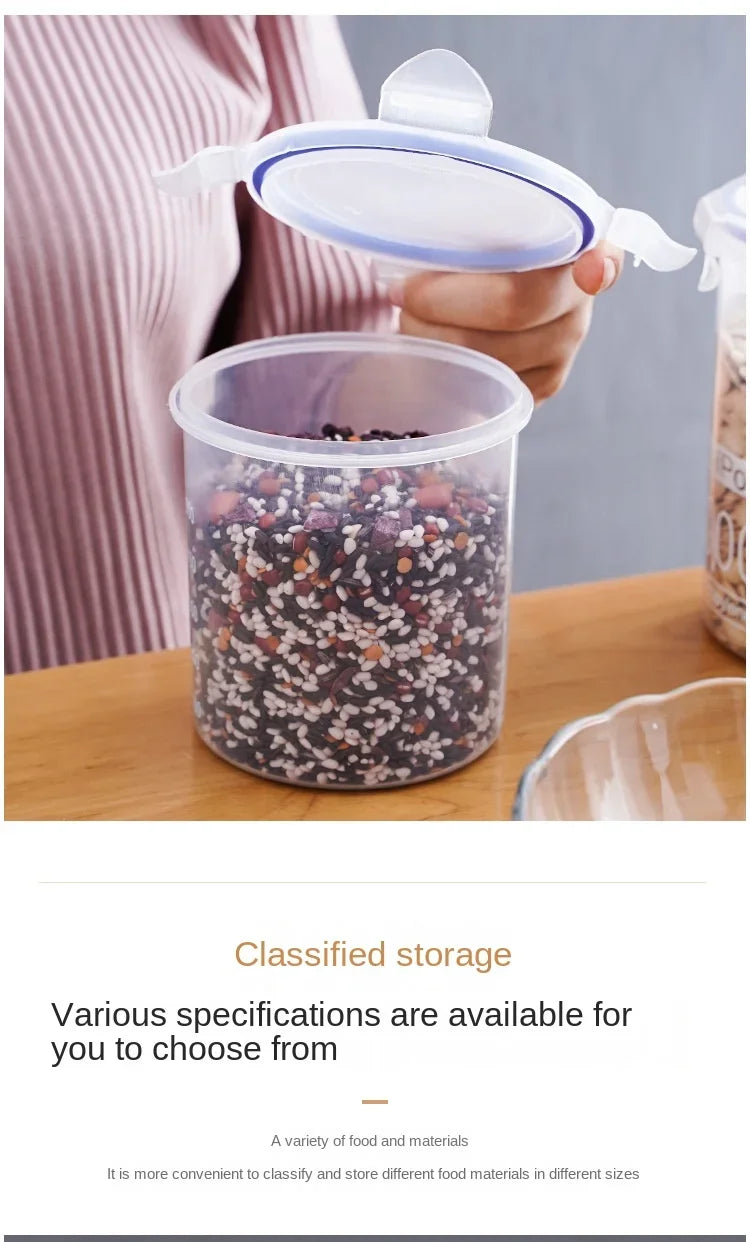 Plastic Sealed Storage Tank Large Capacity Clear Airtight Kitchen Organizer Grain Crisper Have Scale Spice Container Jars New