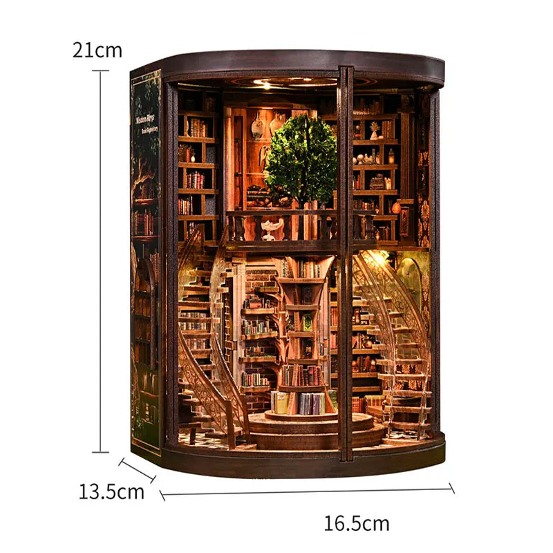 NEW DIY Wooden Book Nook Figurines Miniatures Doll House Kit 3D Puzzle Bookend for Friends Birthday Gifts Home Decor Crafts