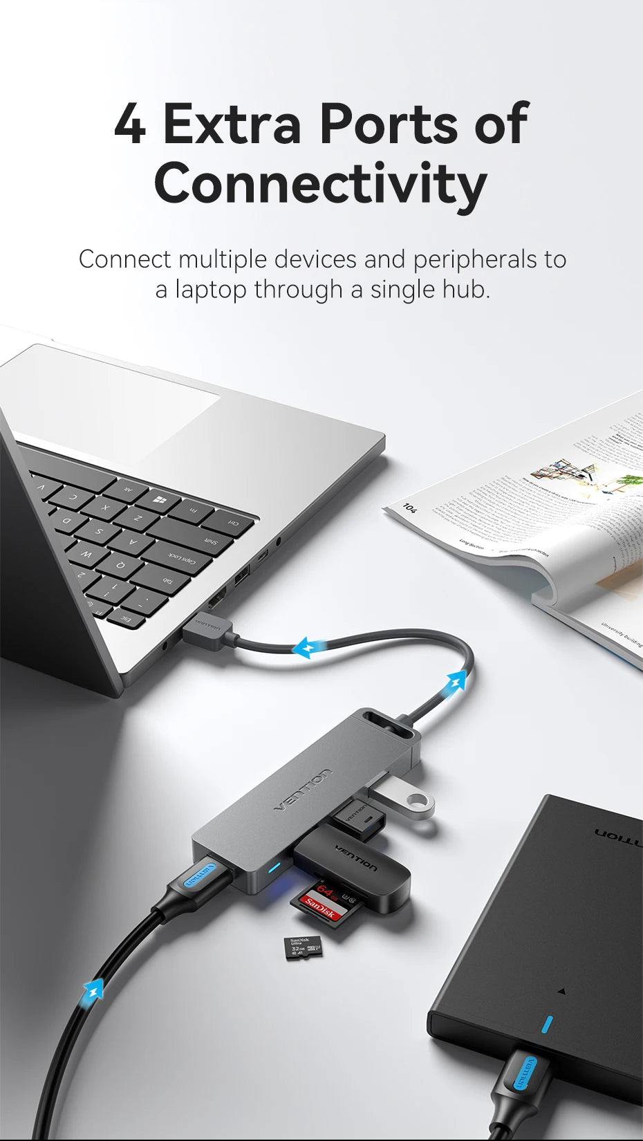 Vention USB Hub High Speed 4 Ports Multi USB 3.0 to USB 3.0 Hub Splitter Adapter for MacBook Pro iPad Pro Xiaomi Lenovo USB Hub