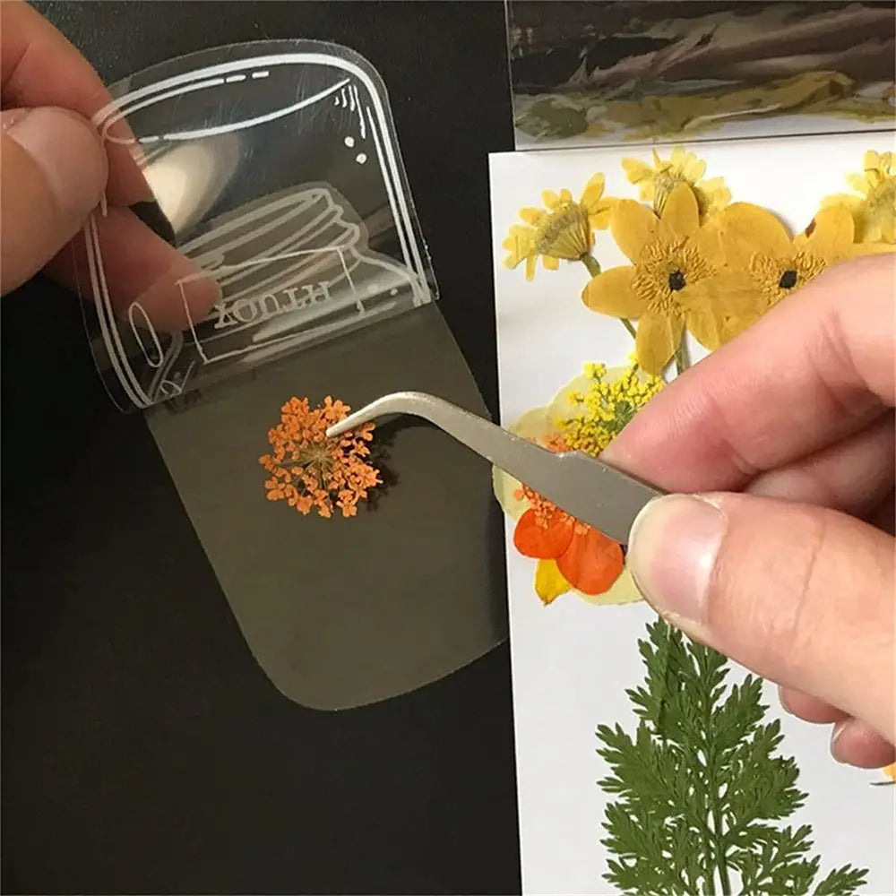30Pcs Transparent Dried Flower Bookmarks Herbarium Bookmarks Flower Page Clips Reading Mark Glassware Shape Bookmarks Stickers