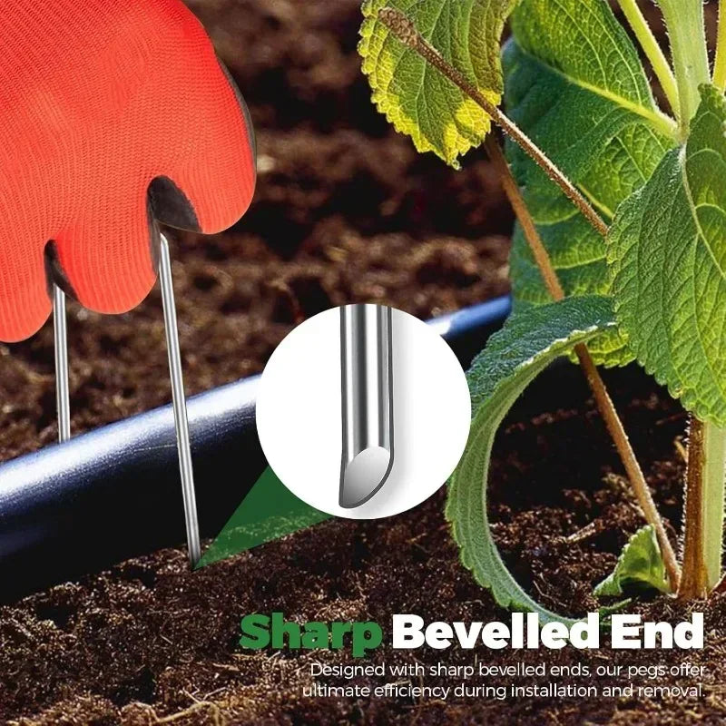 U-type Garden Staples Heavy-duty Fence Tubing Stakes Sod Pins Galvanized Landscape Spike for Holding Lawns Barrier Ground Nail